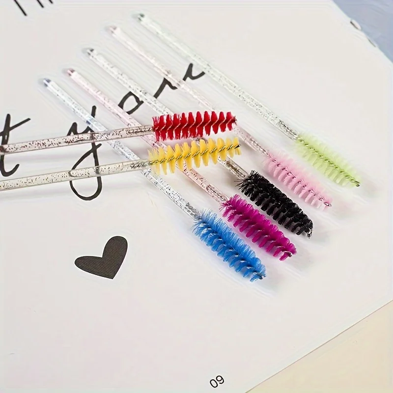 50PCS Set of Multifunctional Color Eyelash Comb Makeup Brush Eyebrow Comb Dual-use Spiral Brush Eyelash Grafting Beauty Tool