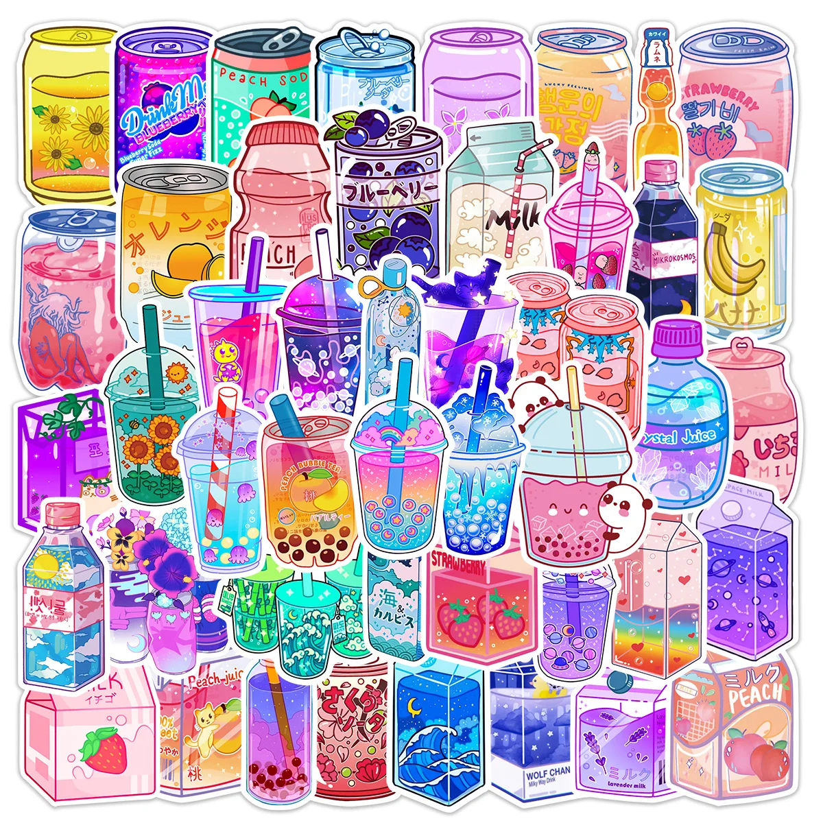 10/30/50pcs Cartoon Cute Ins Style Drink Graffiti Stickers Water Cup Suitcase Mobile Phone Milk Tea Waterproof Decal Stickers