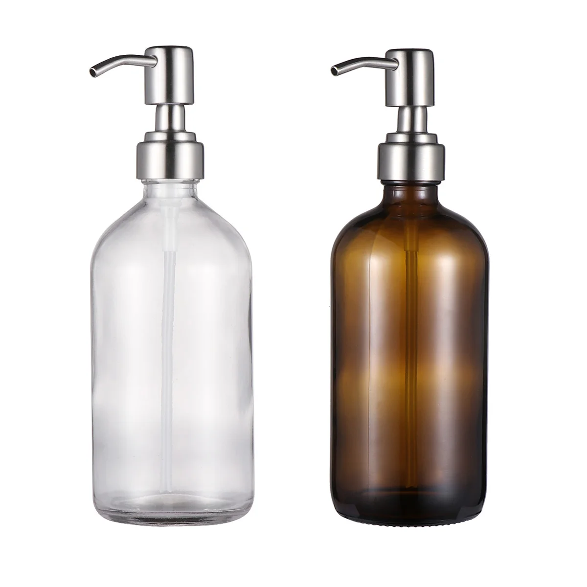 

Glass Shampoo Empty Lotion Container Pump Bottle Refillable Glass Bottle For Shampoo Shower Gel Liquid Soap Dispensers (500ml)