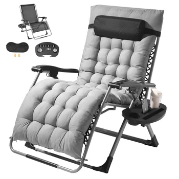 SucceBuy Zero Gravity Chair Zero Gravity Recliner Lounge Chair Adjustable Anti Gravity Chair with Cushion Footrest and Cupholder 1