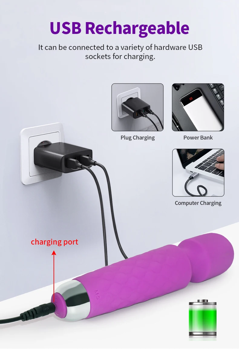 Wireless Magic Wand Vibrator Usb Rechargeable Body Massage Toy_voghion.com