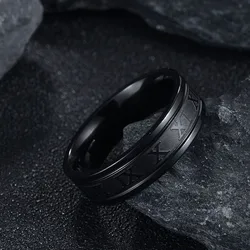 Seakissky Fashion Stainless Steel Roman Numeral Ring - Stylish Waterproof Jewelry - 8 (Black Color)