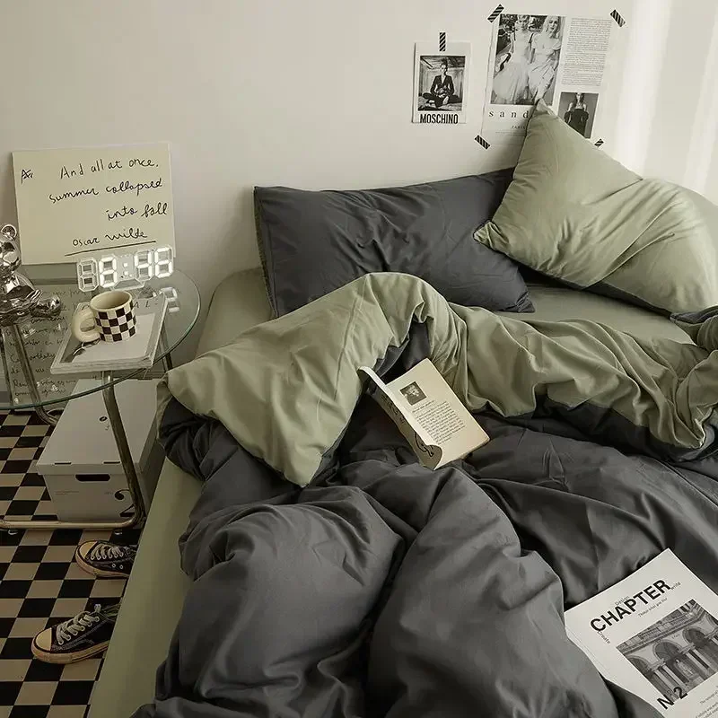 Solid Color Double Couple Duvet Cover Double-sided Nordic Simplicity Queen Size Quilt Cover 200x230 duvet cover