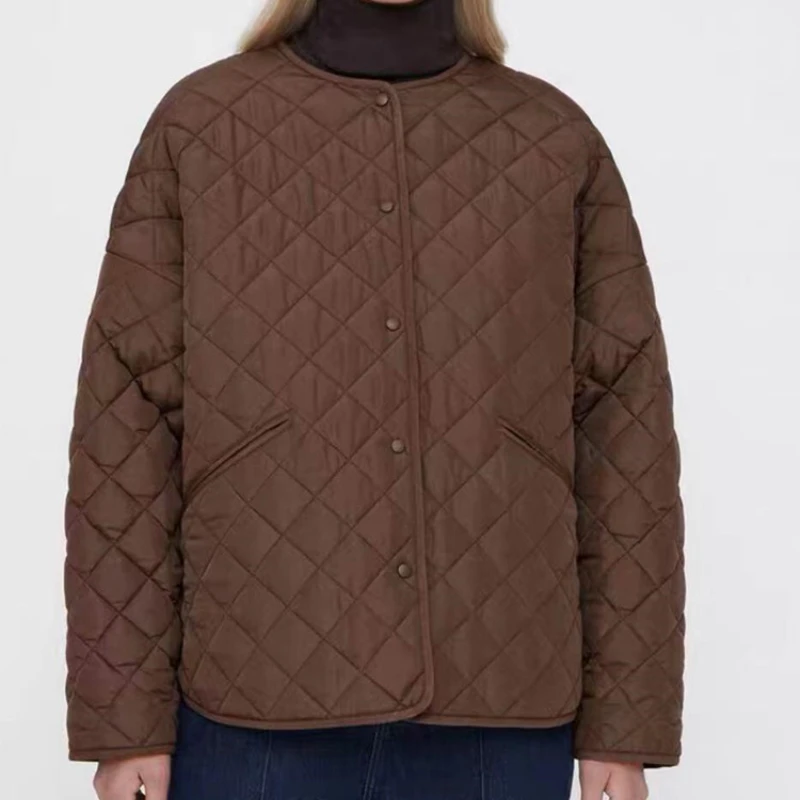 

Women's Silhouette Parkas Jacket 2022 new O-neck Single Breasted Ladies Loose Coat