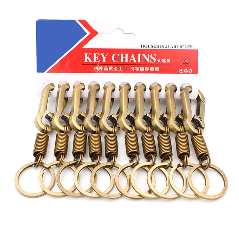 

10 Pcs Bronze Spring Keychains for Man Gourd Buckle Carabiner Key Holder for Car Key Waist Belt Clip Keyrings