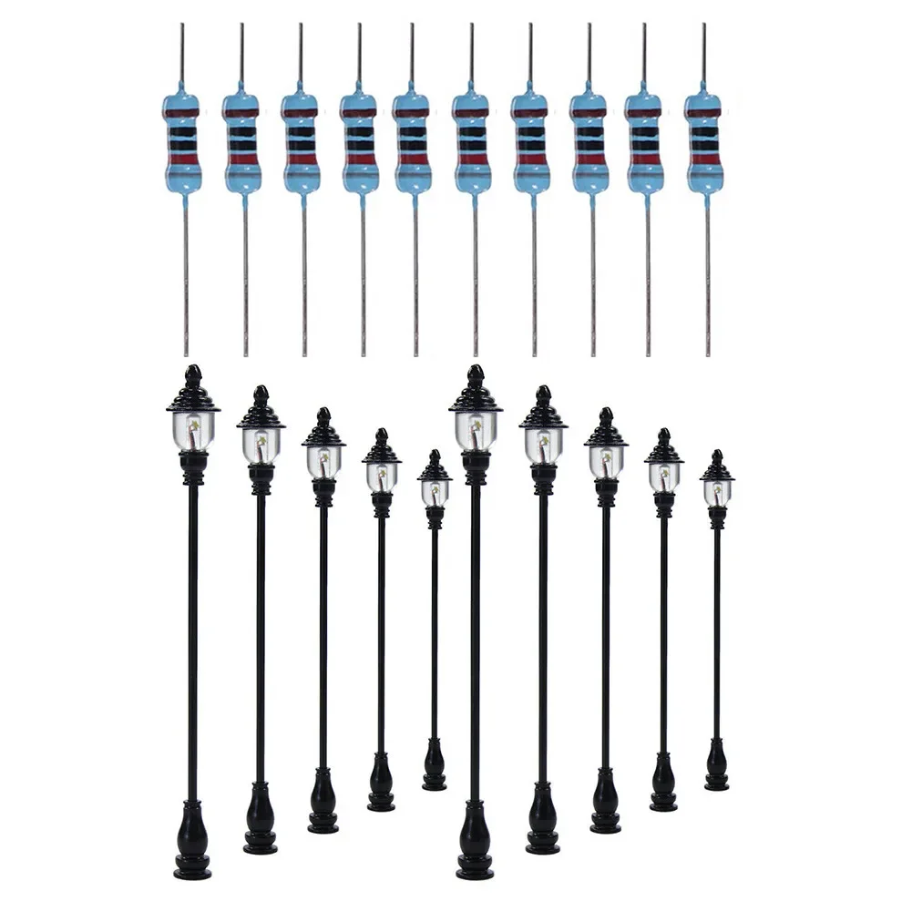 Model Railroad Train OO/HO Scale Lamp Posts Led Street Light Lamp Artificial Miniature Decoration Building Landscape 10pcs ornament crafts miniature figurines miniature ornament lamp decoration miniature lamp