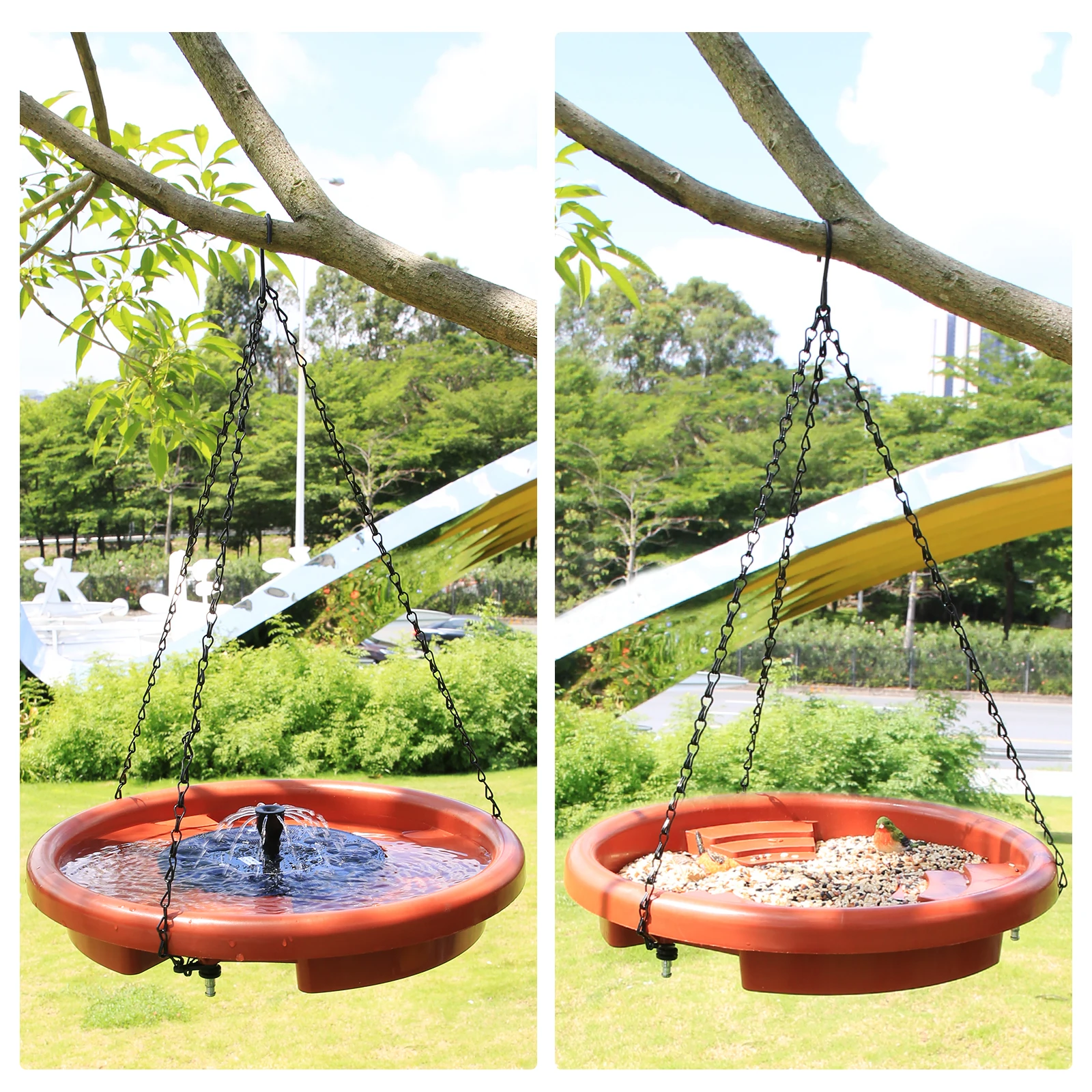 Bird Bath Supplies Bird Feeder Decoration Outdoor Bird Drinking Bird Feeder Tray with Hook and Chain