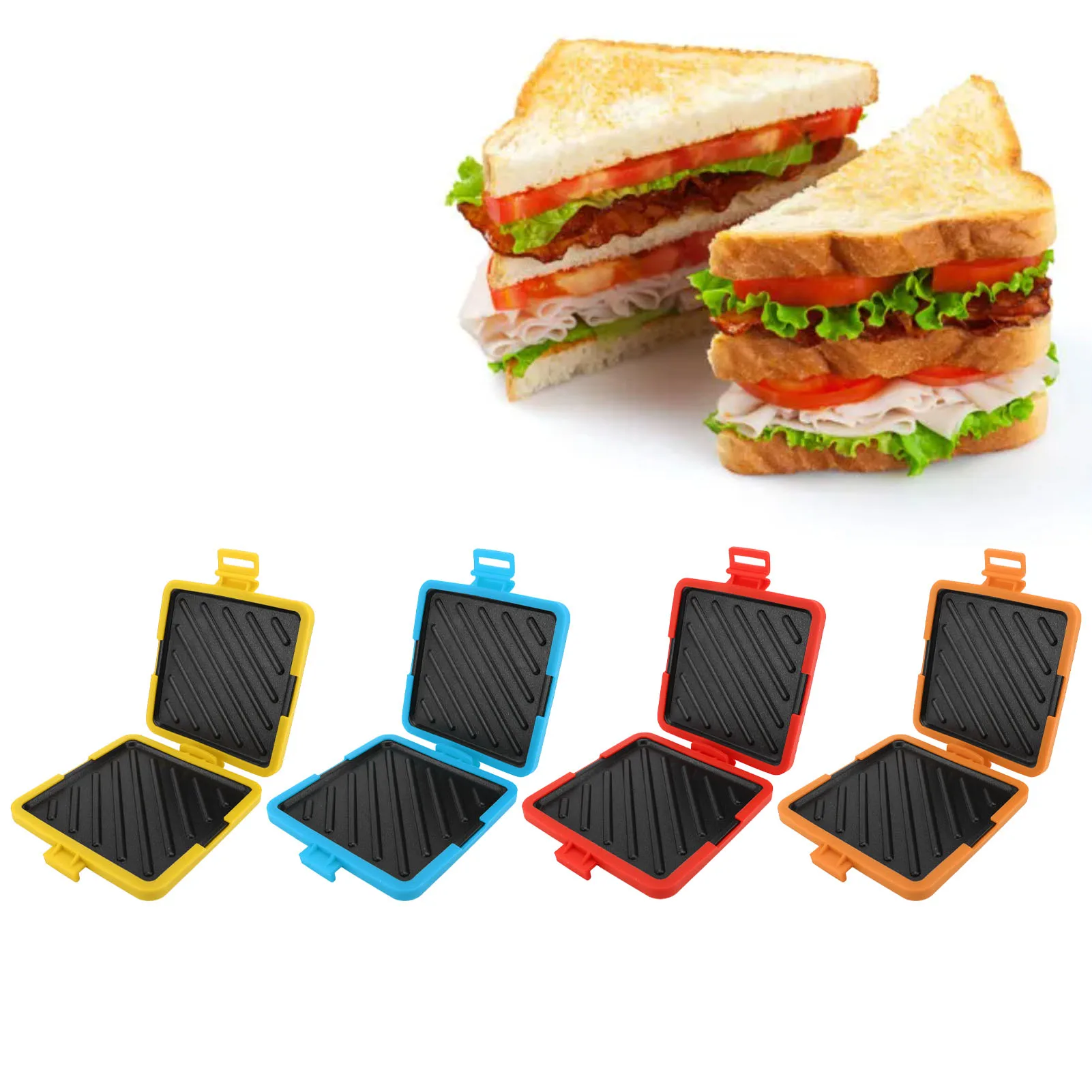 Microwave Toastie Sandwich Maker Microwavable Toaster with Adjustable Silicone Straps No Electricity Cordless 6