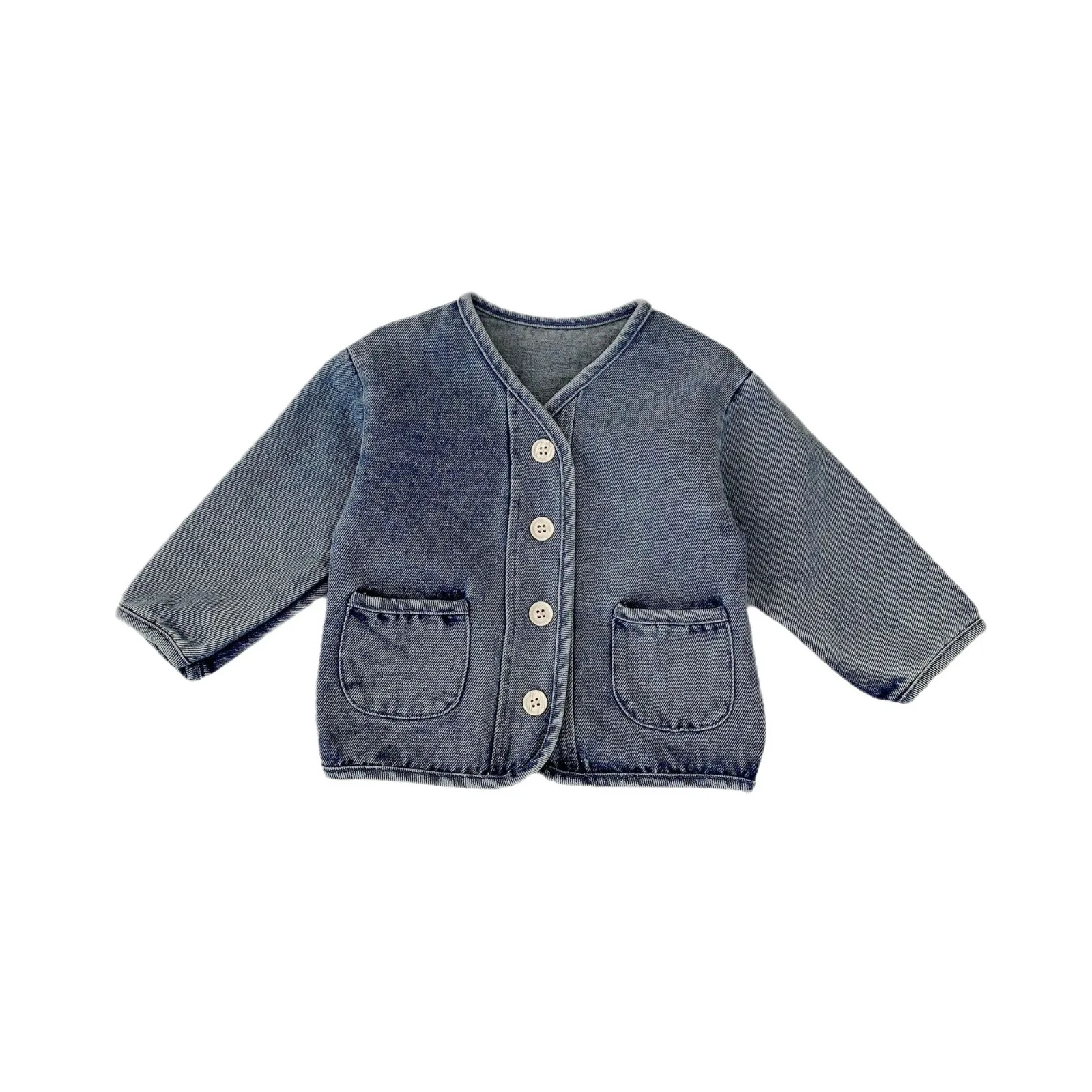 Autumn New Infant Girl Long Sleeve Denim Cardigan Solid Boys Casual Coat Toddler Baby Pocket Jacket Fashion Baby Clothes