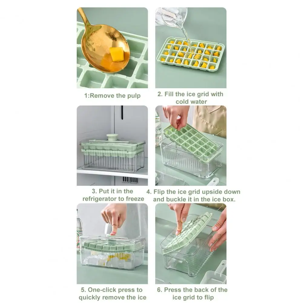 

Форма для льда, 1 комплект, прочный многоразовый лоток для льда с низкой термостойкостью, лопатка, товары для дома