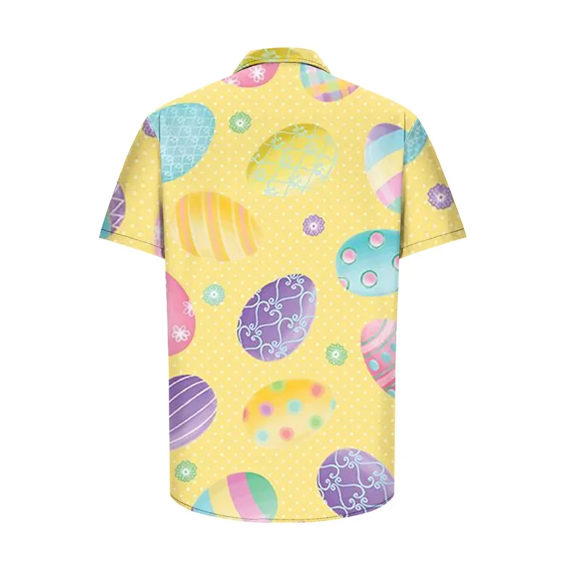 thumbnail image 1 of Camisas hawaianas divertidas de Pascua 2024 para hombres, camisas con botones con estampado de huevos de conejo, camisas casuales de verano para fiestas en la playa, blusas para hombres, 1 of 5
