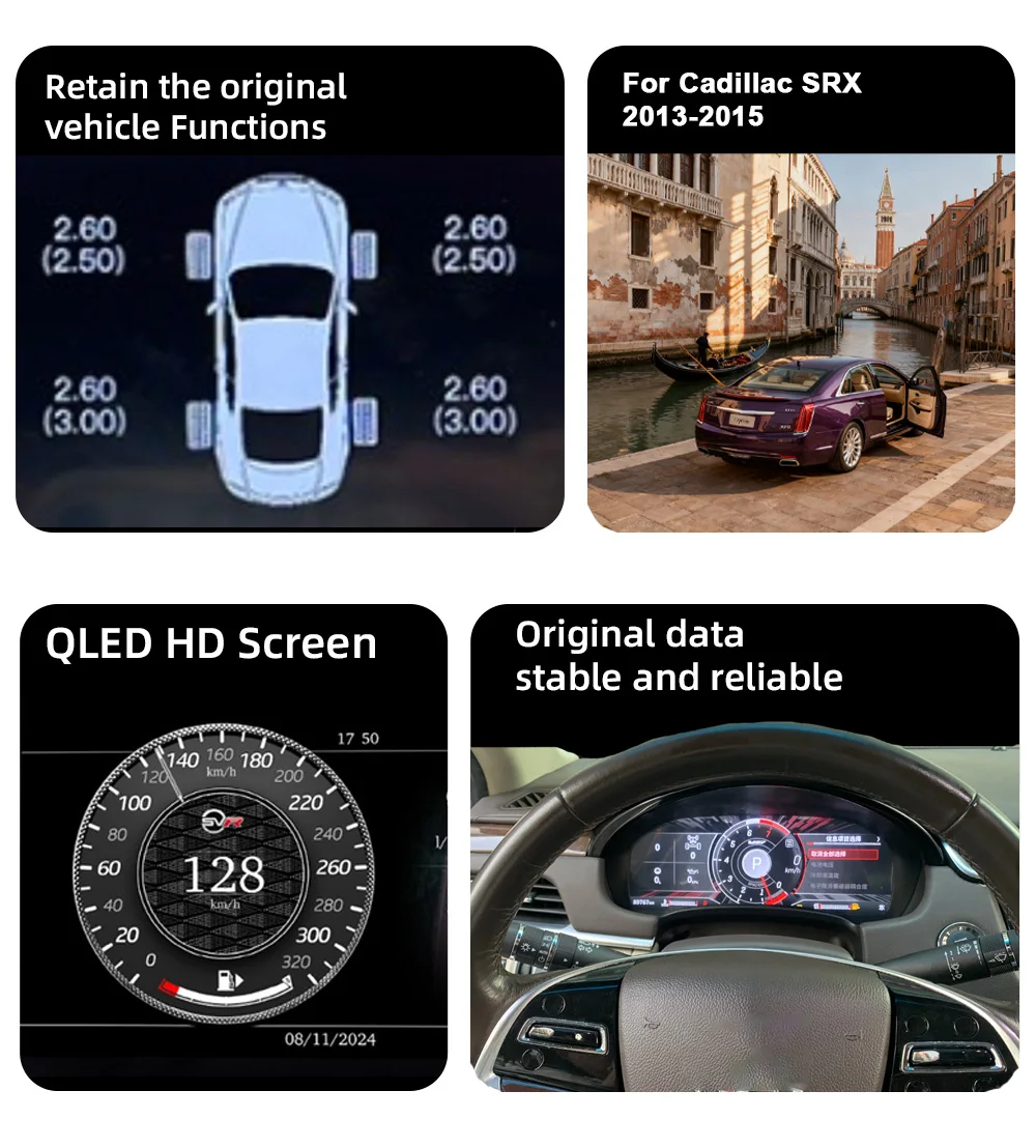 Digital Instrument Cluster For Cadillac SRX 2013-2015 Wireless CarPlay Speedomet