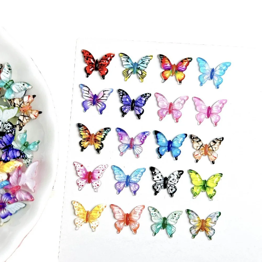 50pcs Tiny Mix Butterflies Miniature - Fairy Garden Ornament Micro Landscape DIY Nail Art Crafts Decoration Home Accessories