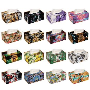 Kit di scatole per fazzoletti per pittura con diamanti Scatola per fazzoletti di arte con diamanti Scatola per fazzoletti decorativa per scrivania con diamanti fai-da-te per la sala da pranzo di casa