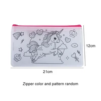 Graffiti Stationery Storage Bags with Markers Non-woven Fabric Cartoon Pattern DIY Color Filling Household Kids Pen Bag TMZ 2