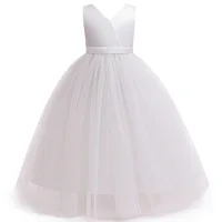 Nouvelle robe de demoiselle d'honneur de luxe pour filles de 8 à 12 ans, robe à col en V, longue, transparente, costume de fête, costume de carnaval 5