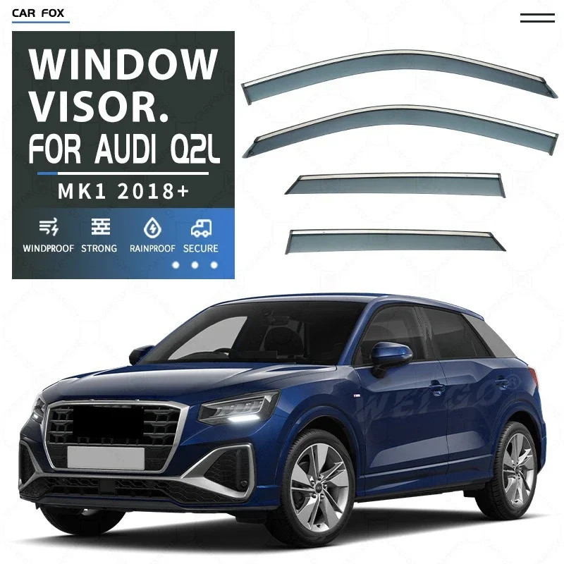 For Audi Q2L Standard Axle Window Rain Shield Eyebrow Sunshade Shine Side Window Deflector Visor Shades Ventvisor Strip