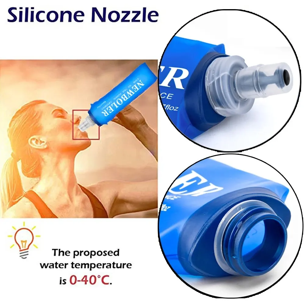 NEWBOLER 250ml 500ml Water Bottle TPU Folding Soft Flask Sport Water Bottle Water Bag Collapsible Water Bottle Running Camping 5