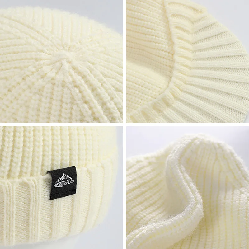 Autumn Winter Knitted Baseball Cap for Women Men Wool Short Brim Visors Fashion Keep Warm Windproof Ear Protection Knit Cold Hat 5