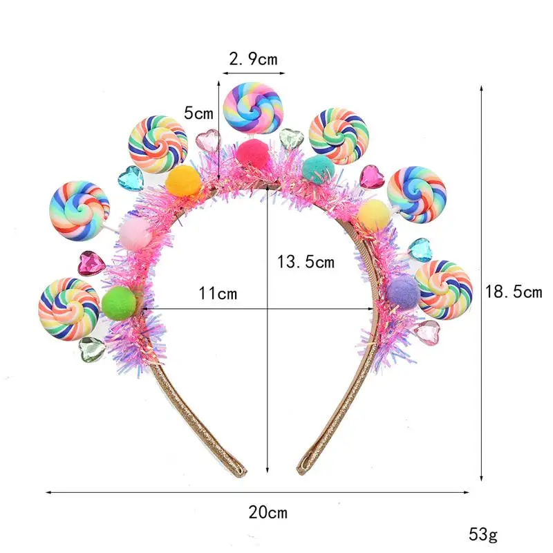 Cartoon Lollipop Haarband Süßes Bonbon-Haarband Mädchenhaftes Herz Prinzessinnen-Stirnband Geburtstagsparty Feiertagskostüm Haaraccessoires – Detail 2