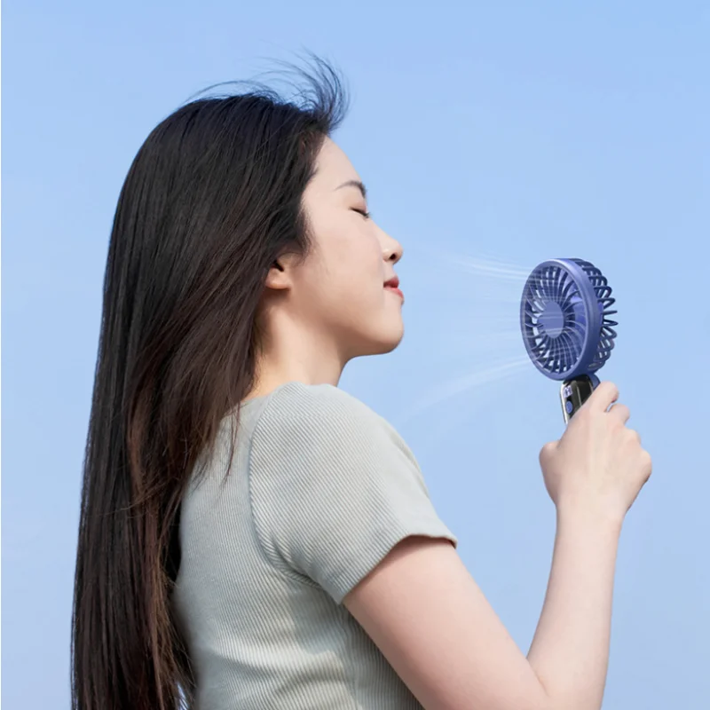 Compact USB Rechargeable Silent Fan with 6-Speed Settings and Built-In Phone Holder