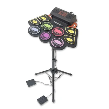 Midi Electronic Drum Portable Hand Rolls Electric Drum Set Beginners Adult Professional Music Drums 9 Pads Drums with Stand