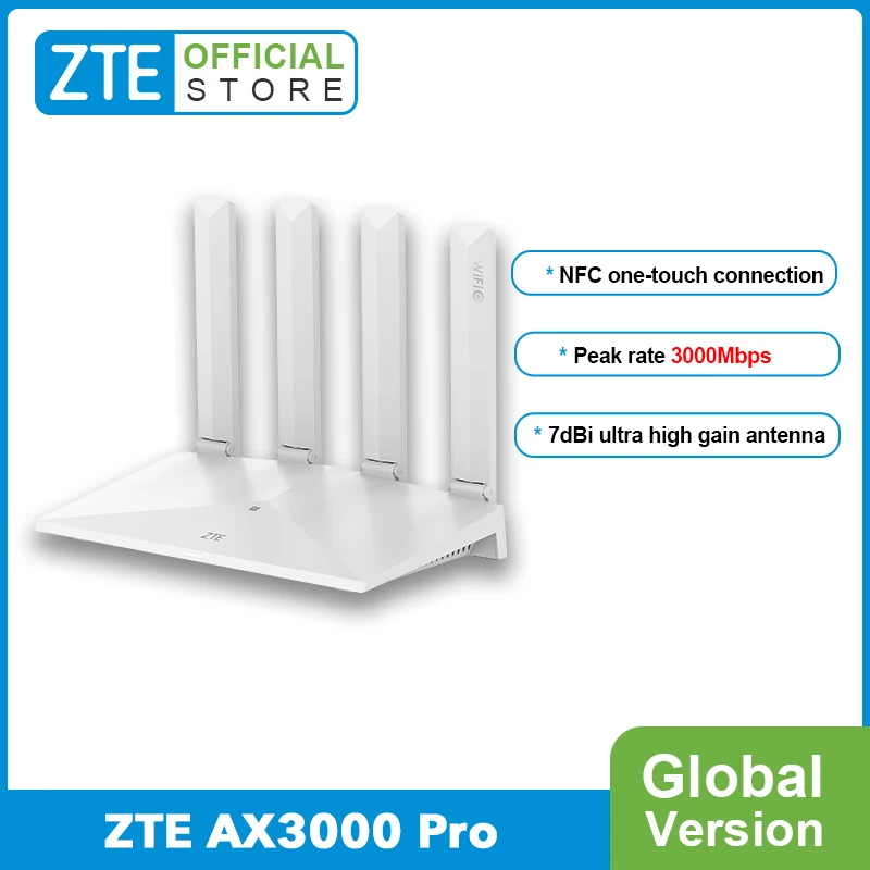 Global Version ZTE Router AX3000 Pro 5G Dualband 3000M 7DBi Gain NFC Connection Easy