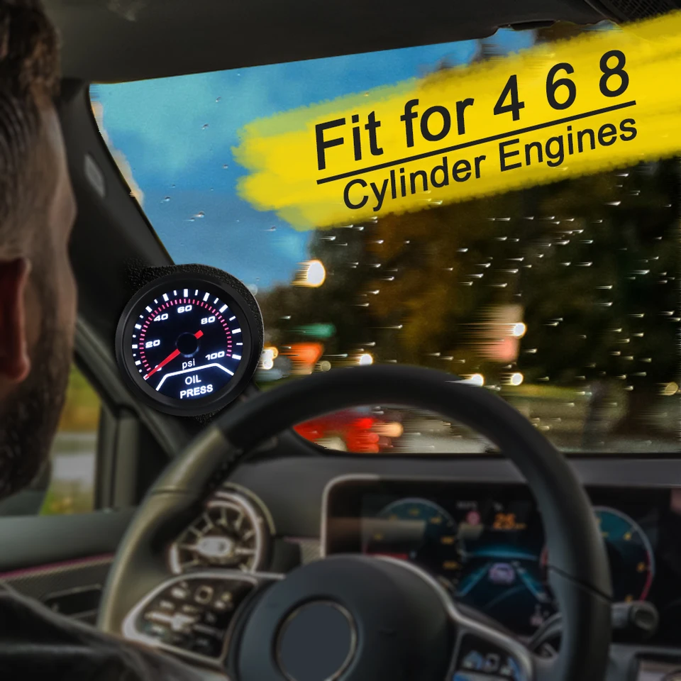 Manometro Olio Per Auto - 0-100 PSI, 12V, 52mm | Con Sensore, Facile Installazione - Foto 5