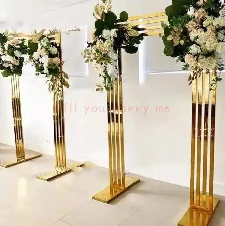 

Custom size wedding decoration stainless steel golden frame screen partition wedding decoration background wedding arch
