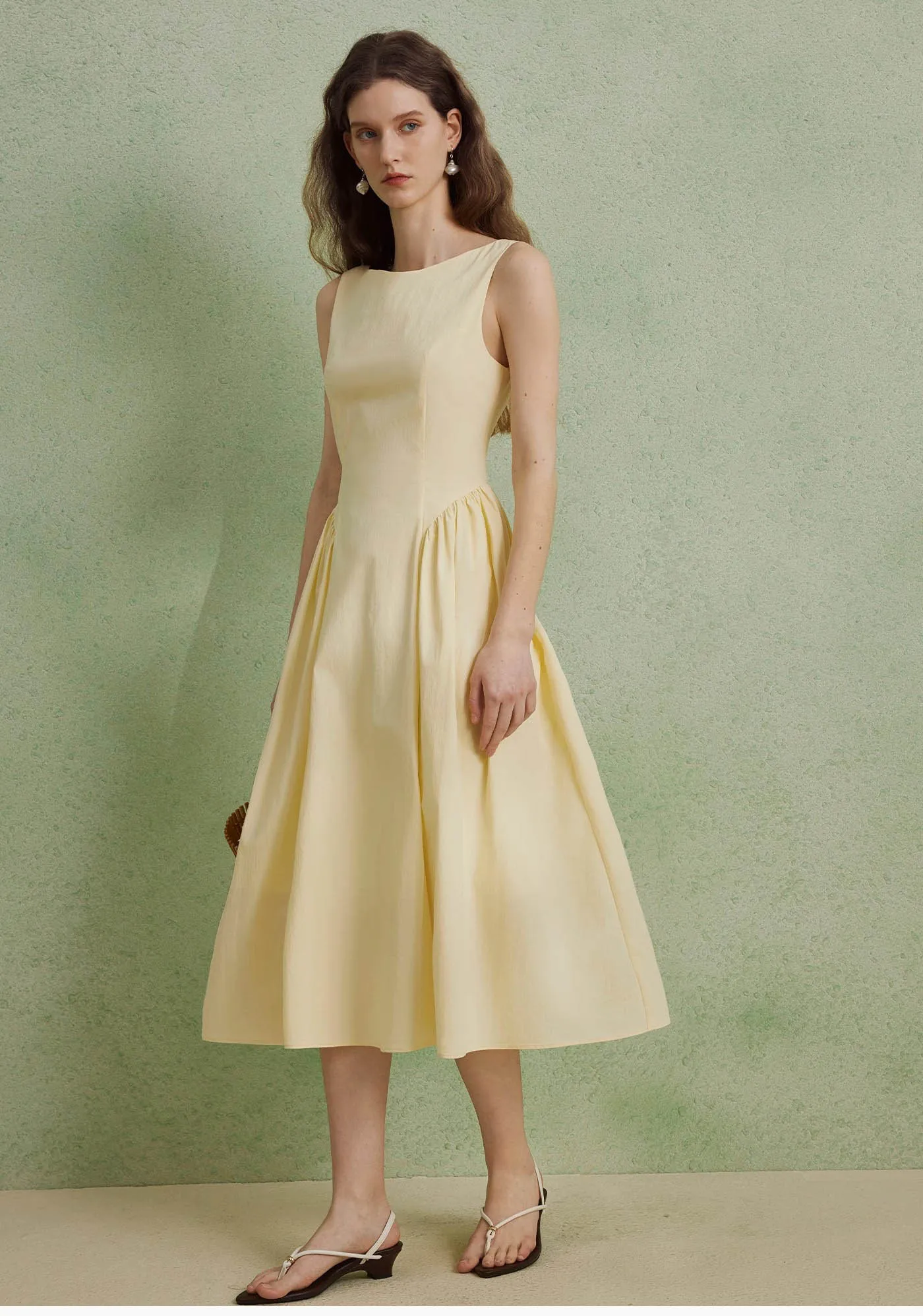 AEL Sommerkleider für Damen, elegante Kleidung, ärmellos, O-Ausschnitt, schmales langes Kleid, A-Linie – Detail 14