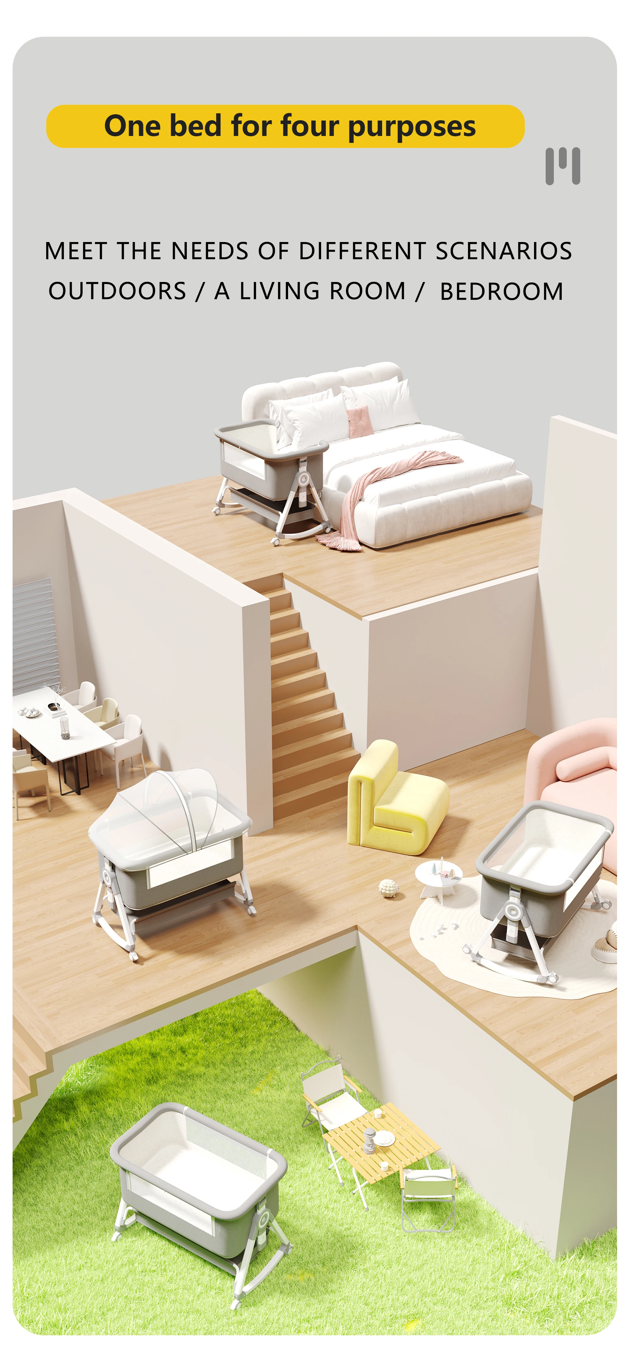 close-up of crib frame