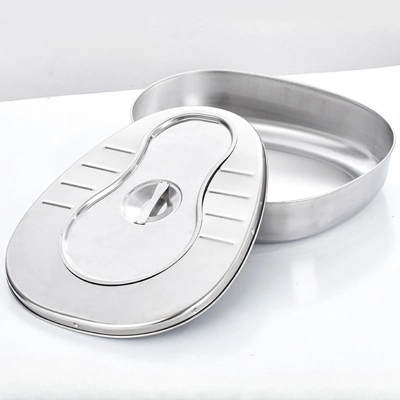 Stainless Steel Thickened Bedpan Firm Stable with Handle Potable Chamber Pot Sturdy Toilet Bowl for Bed Bound Elderly Home Use 4