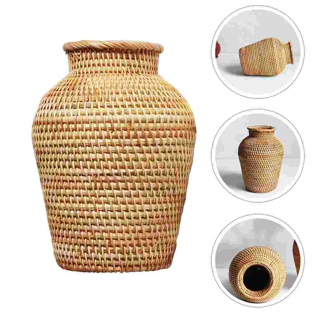 

Dried Flower Vases Dried Branches Pot Floral Arrangement Vase Wicker Decorative Vase Vintage Hand- Woven Vase Indoor Plant Pot