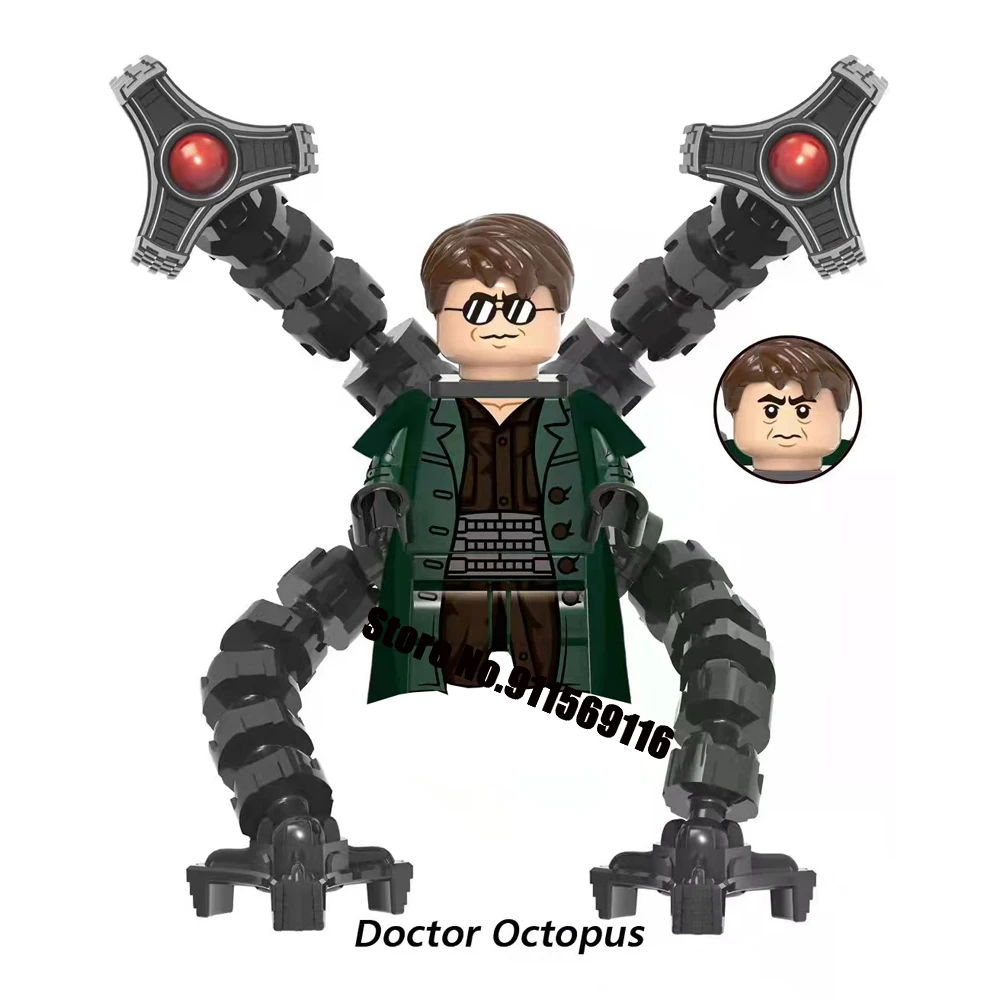 DISNEY Mysterio Doctor Octopus Spiderman Green Goblin Building Blocks Doctor Strange Sandman Lizard Action Figure Kid Toy Bricks