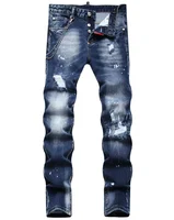 Men's Ripped Jeans Luxury Brand Light Blue Holes Long Trousers Quality Male Fashion Stretch Slim Pants Men Skinny Jeans 44-58 2