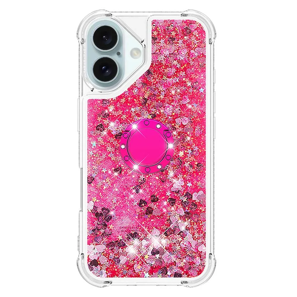 Gradient Glitter Quicksand Case with Anti-Fall Ring Holder Stand