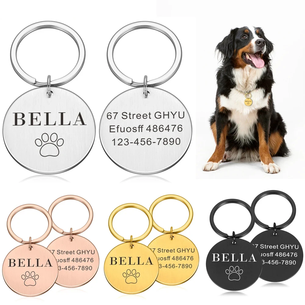 

Personalized Pet ID Tag Key Chain, Engraved Pet ID Name for Cat and Puppy, Collar Tag Pendant, Dogs Accessories