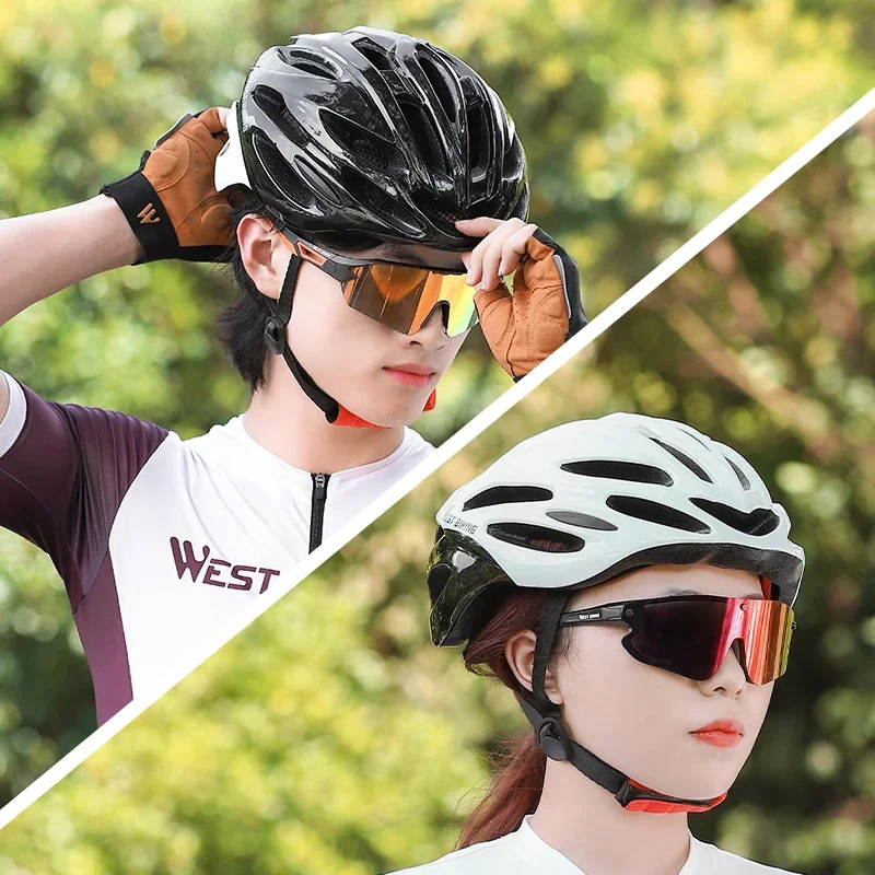 WEST BIKING 초경량 헬멧, 로드 바이크 일체형 헬멧, 곤충 그물 장착, 스케이트보드 헬멧, 커플용 스포츠 기어