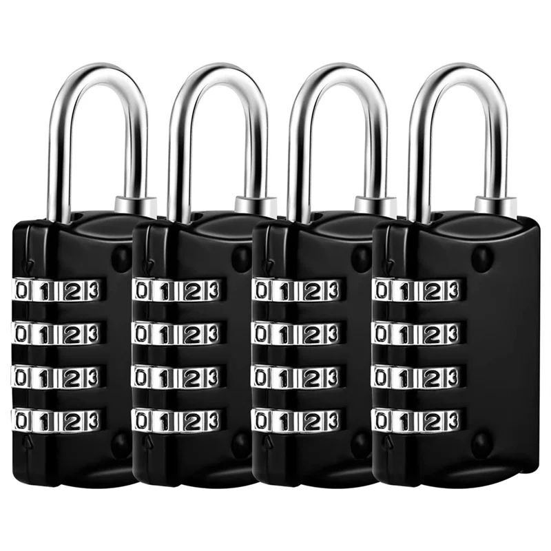 

Combination Locks, 4 Digit Lock with Metal Code Lock, Weatherproof, Suitcase Lock, Combination Lock for Locker,Gym Black