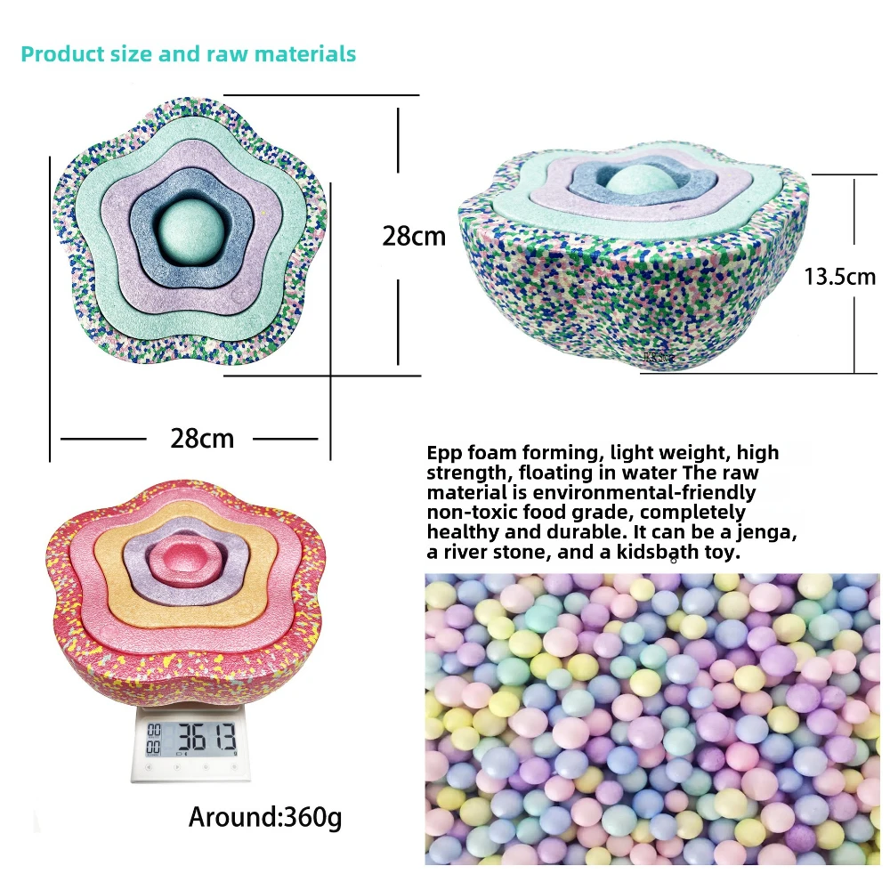 Children Toys Balance Training Foam Ladder Sensory Tube Assist Outdoor Game Stacking Stone Flowers Baby Toy