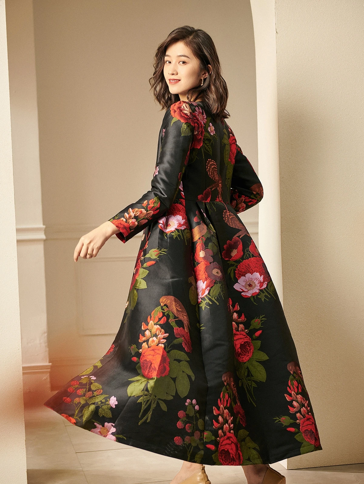 Spring Autumn Jacquard Coat Indie Folk Trench Covered Button