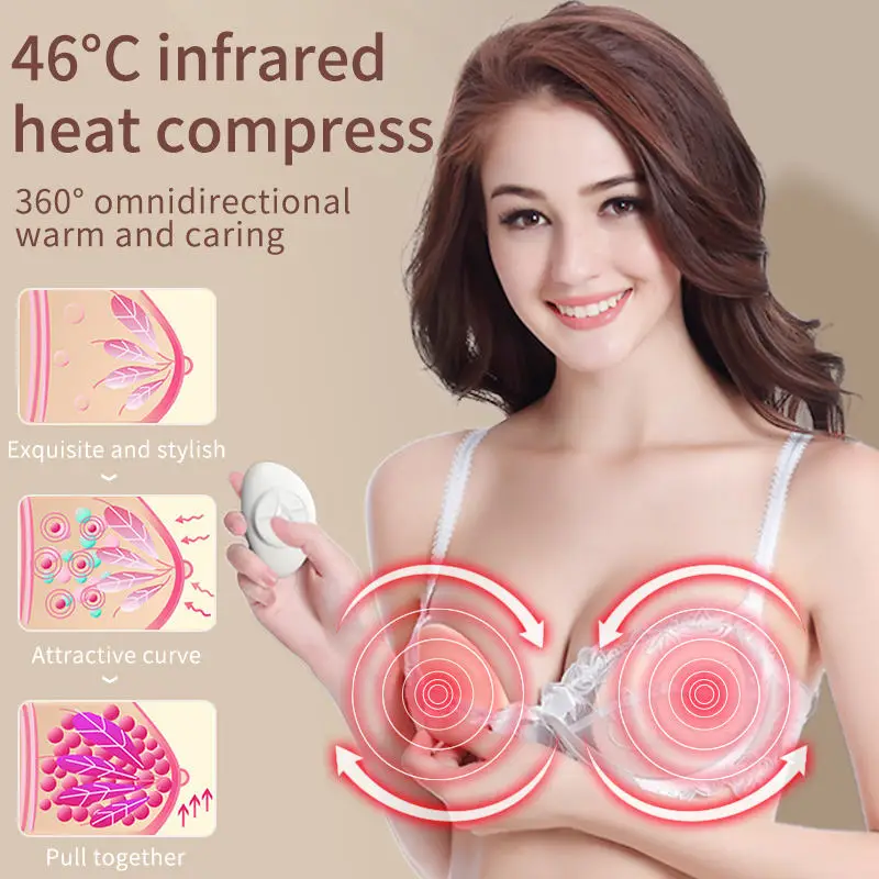 Breast Enhancement Instrument Red Light Massage Therapy Chest Massage Pad Hot Compress Wireless Vibration