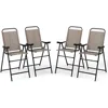 4 Pieces Patio Folding Bar Chairs, High Top Patio Bar Chair with Metal Frame & Footrest, Outdoor Bar Height Chairs for Balcony 5