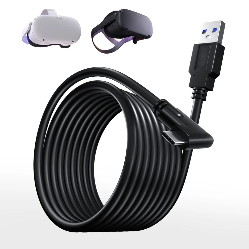 Oculus Quest 2 5M 링크 케이블, 16FT USB 3.2 Gen 2 링크 케이블 USB C 데이터 전송 빠른 충전 스팀 VR 헤드셋 액세서리