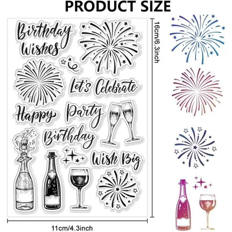 Fireworks Clear Stamps 1Sheet for Wine Champagne Bottle