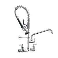 Commercial Kitchen Faucet Deck Mount with Pre-Rinse Sprayer 21" Height Kitchen Sink Faucet 8 Inch Center with 10" Add-on Swing S 2