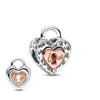 Pendant Golden Rose Gold Keys Love Lock & Heart Padlock Trinket Charm Bead Fit Original Silver 925 Bracelet Necklace DIY Jewelry 2