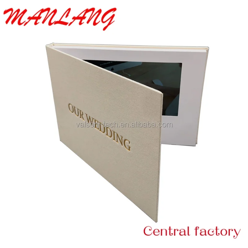 Custom  Custom Linen Material 7 inch 10 inch IPS Screen Digital Card Video Brochure Wedding Motion Video Book original 8 9 inch vvx09f035m20 lcd display screen