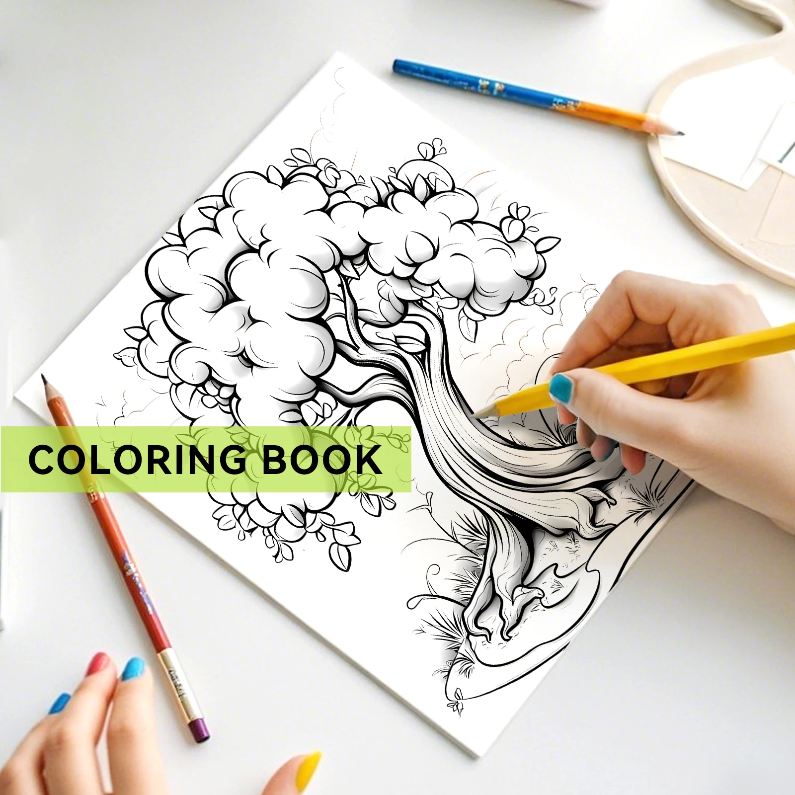 1Pc Magical Tree Coloring Book For Adults And Teens Featuring 24 Pages Graffiti Painting Drawing Gift For Holiday Birthday ﻿ 5