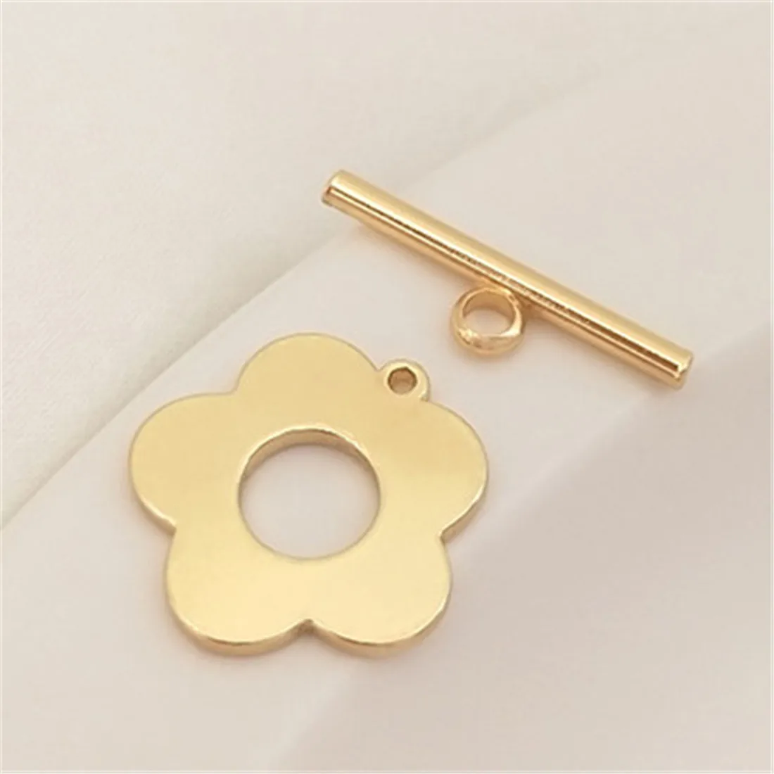 14K Filled Gold Flower Shaped Plum Blossom OT Clasp Bracelet Clasp Crystal Pearl Necklace Clasp DIY Jewelry Link Accessories 20sets magnetic snap button metal plum blossom sew on button clasps fasteners for purses handbag clothes diy accessories